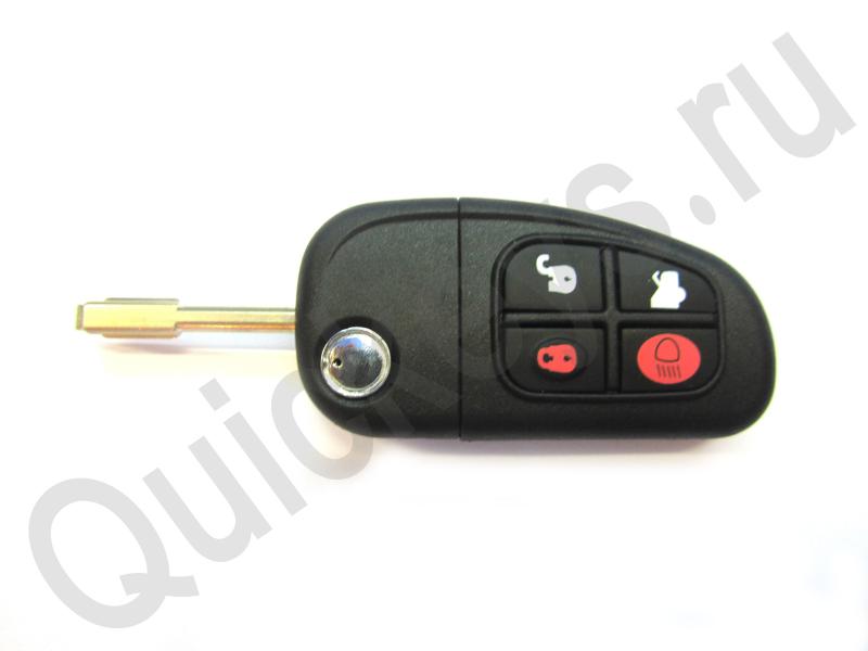 Корпус выкидного ключа Ягуар Jaguar - Форд Ford (4 кнопки), 433Мгц, чип 4D 60 (4 кнопки)