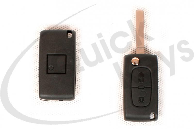 Корпус выкидного ключа Пежо Peugeot(2 кнопки), крепление батарейки на корпусе ключа